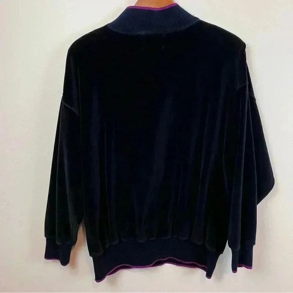 VTG Women's L Black Velour Track Suit 80s Leisure Suit Goldbergs  Shoulder Pads - Picture 5 of 9